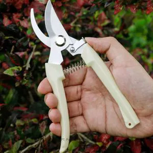 High Quality 7 Inch Stainless Steel Pruning Shears Plastic | Curved Blade Right-Handed White Tree Branch Plant Cutting Gardening