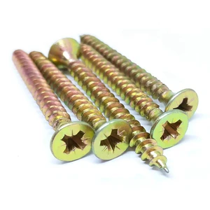High Quality M4 Yellow Zinc High-Hardness Fiber Self-Tapping Screws Drywall Hardwood Cross Recessed Countersunk Head Screws