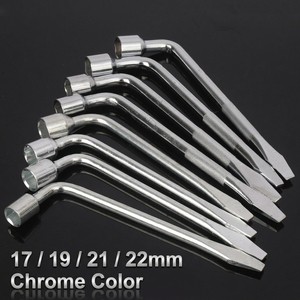 Chrome Finish L-Shaped Tire Wrench Set High Leverage Nut Removal Spanner Metric Measurement System OEM