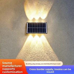 Solar Garden Wall Lamp Outdoor Waterproof IP65 LED with Up/Down Lighting for Courtyard and Villa