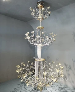 Home Decor Pendant Lamp Villa Lobby Chandelier Tree Branch Crystal Latest Design American Style Elegant LED