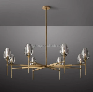 Customized Modern Glass Ball Pendant Lighting Tulip Flower Round Chandelier For Home Kitchen and Island Bar