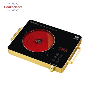 2200W Single Burner Electric Ceramic Infrared Cooker Gold Handle Touch Control Hotpot BBQ Multifunction Hotel Infrared Cooker