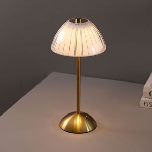 Modern LED Table Lamp Rechargeable Iron Body Flexible Touch Control Cordless Battery-Powered Night Light Luxury Hotel Living