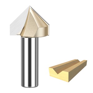 Tideway V Groove Router Bit 1/2 Shank V Type Bevel 90 Degree Trimming Engraving 1/4 Shank Chamfer Router Bit LC03010404