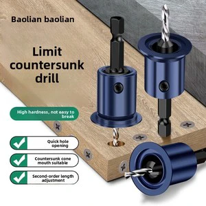 Hexagonal Shank Woodworking Countersink Drill Bit 2-in-1 Limited-Depth Hole Opener Expanding Tapered Holes Multi-Pack