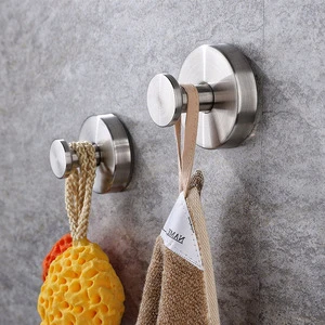 Waterproof Rustproof Brushed Nickel Robe Hook Holder Suction Cup Hooks for Shower Glass Door Kitchen Accessories Bath Wardrobe