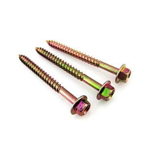 Custom DIN7981 ISO7049 Self-tapping Screws Yellow Zinc Plated Cross Recessed Hex Flange Head Tapping Screws