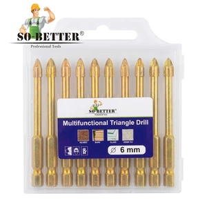 Factory Direct Carbide Tips Multi-purpose Drill Bits Cross Tips Short Hex Shank for Ceramic Tiles Concrete Glass Metal Wood