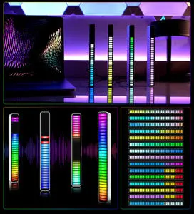 2025 32 Bit Level Pickup Rhythm Activated Led RGB Voice Avtivated Audio Bar Colorful Control Music Light Bars Sound Rhythm Light