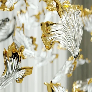 Transparent Gold Side Leaf Shape Luxury Glass Ceiling Chandelier Glass Parts for Chandelier