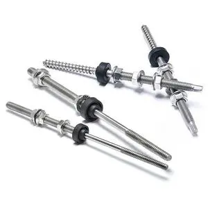 Double Threaded SUS304 Metal Roof Solar PV Hanger Bolts with Locking Nuts Quick Installation & Customized Size