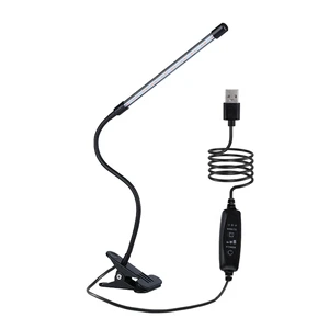Modern Switch Control 7W Flexible Gooseneck Dimmable Timer LED USB Clip Lamp Book Reading Light Table Lamp With Clip
