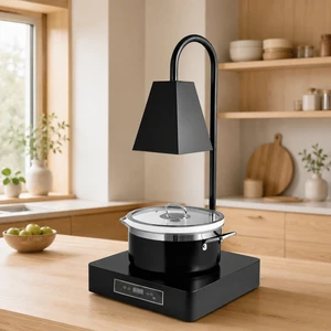 Commercial Electric Black Stainless Steel Food Warmer Lamp Food Warmer Stove Light with Food Pot for Hotel Restaurant