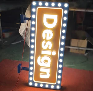 Vintage Advertising Bulb Sign Neon Outdoor Led Light Box Sign for Promotion Buildings Shops Wedding