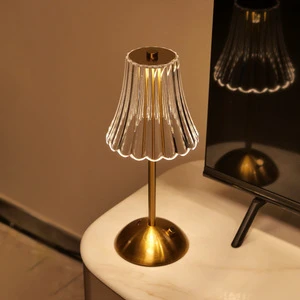 Vintage Gold Flower Crystal Shade Rechargeable Table Lamp Touch Control 3 CCT High-end Night Light for Bedroom Home Decoration