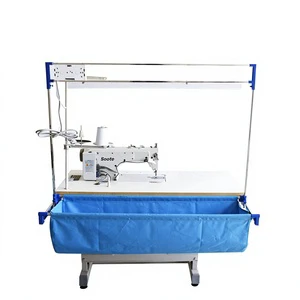 Electric Industrial Sewing Machine Lamp Holder with Extendable Flatbed and Fabric-Holding Bin Mixed Material