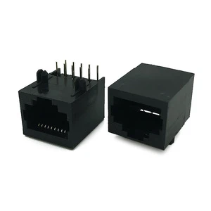 Coorle 5621 Side Entry Latch RJ50 Female Modular Jack DIP Through-hole Solder Right Angle Unshielded PCB Socket Connectors