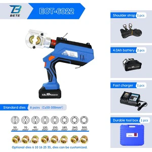 BETE ECT-6022 6T Battery Hydraulic Cable Crimper Auto Release 300mm2 Crimping Range 360° Crimper Head Rotation With Dies