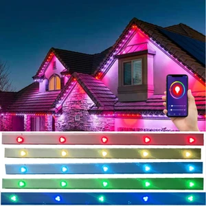 Holiday Festival Decoration Permanent Outdoor Ip68 Music Mode Wifi Control LED RGBW Colorful 360 String Light Led Pixel Light