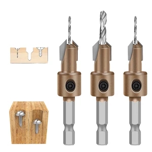 Factory Popular Item8mm Hex Shank Tapered Countersink Drill Bit Tungsten Steel Head Golden Woodworking Deep Hole Screw