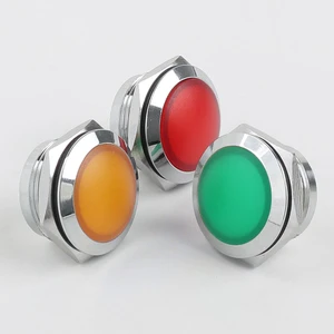 19MM Short Solder Pin LED Metal Indicator Light, Dome Soft Signal Lamp, Red/Green/Yellow/Blue/White Available, IP66 Waterproof