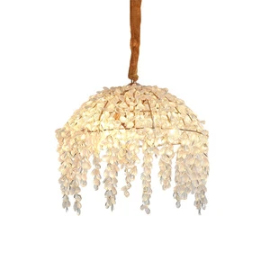 New Design Modern French Gold Branch Art Crystal Chandelier for Staircase Tree Flowers Coin Tassels Pendant Light Middle Size
