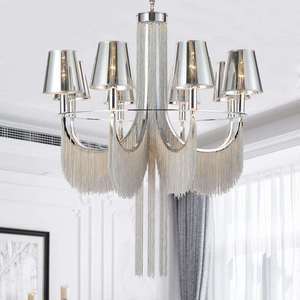 Creative Tassel Fringe Chandelier Wedding Living Room Aluminum White Tassel Pendant Light