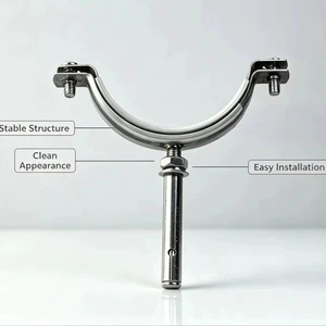 Double Tube Steel Zinc Alloy Pipe Clamp With Sharp Pins And Expansion Anchors And Stainless Steel Pipe Clamp