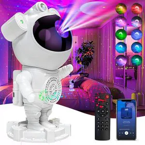 USB Full-color Star-Moon White Noise Spaceman RGB Starry Sky Ambient Astronaut Voice-controlled Projection Light
