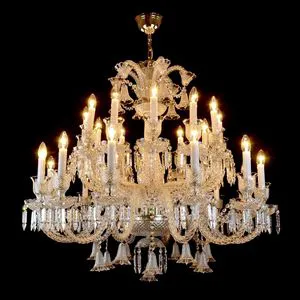 Adjustable Height Crystal Pendant Light Cristal Lustre Candelabra Chandelier for Church Living Room Dining Room Wedding Ceiling