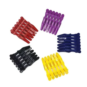 Factory Direct Supply Custom Color Logo Barber Shop Hairdresser Durable Locating Clamp Tool Duck Beak Clips