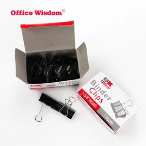 Office Wisdom Binder Clips Black Metal Paper Clamps in Assorted Sizes 15 19 25 32 41 51mm EN71/ASTM/CN;ZHE Certified