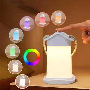 Colorful Touch Night Light LED with USB Recharge Sleep Table Lamp Kitchen Bedroom Home Portable Room Decoration RGB Mood Lamp