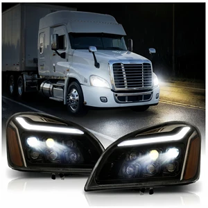 LED Headlight Assembly for Freightliner Cascadia 2008-2017 Truck DOT Projector Headlamp Replacement with DRL Front Light