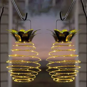 IP65 Waterproof Rechargeable LED Fairy Light Solar Pineapple Hanging Lantern 360° Beam Angle for Garden Festivals Outdoor Party