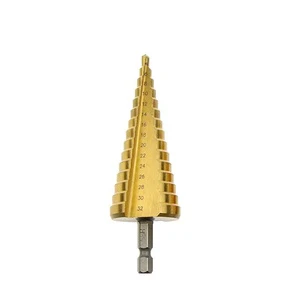 Bearing Steel Straight Flute Hexagonal Shank Cone Titanium Stepped Bits Multifunctional Drill