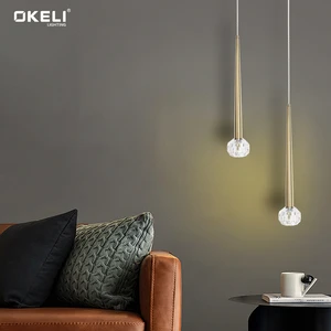 OKELI High Quality Modern Nordic Crystal 7W Bed Side Led Pendant Light Chandelier