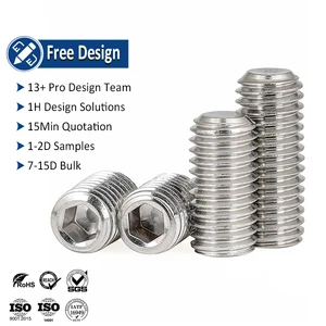 DIN913 M2 M2.5 M3 M4 M5 304 Stainless Steel Metric Thread Grub Screws Flat Point Hexagon Socket Set Screws Headless