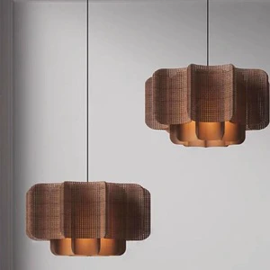 Japanese Wabi-sabi Style Creative Cloud Stone Design Rattan Woven Pendant Light Zen Living Room Restaurant Chandelier For Home