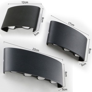 2W 4W 6W 8W 10W 12W Oval up and Down Outdoor Waterproof Wall Lamp Mounted IP65 Exterior Wall Light Porch Garden Light