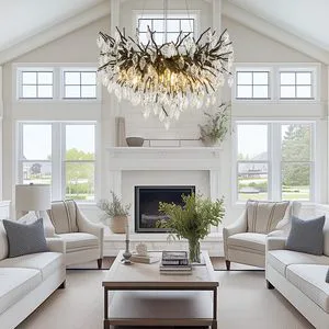Chandeliers for Dining Room Modern Black Crystal Chandelier, Round Tree Branch pendant, Foyer pendant for Living Room,Bedrooms