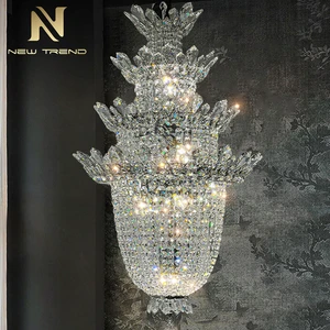 Luxury Style Indoor Decoration Custom Fixtures Hotel Lobby Hall Villa LED Crystal Chandelier Lamp