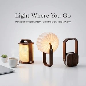 Modern Style Wooden Handheld LED Reading Lamp Foldable Book Lights With USB Battery For Bedroom Available In Red And White