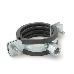 Galvanized Steel Zinc Plated Two Screw Pipe Clamp with EPDM Rubber Lined Split Ring Hangers