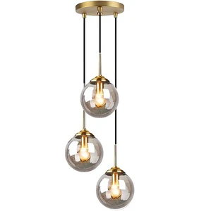 Own Designed Glass Round Shaped Three Bulb Light Pendant Dining Room Decorative Chandelier for Office Home Living Room