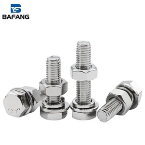 304 Stainless Steel Class 4.8 & 6.8 Screw Nut Set Hex Head Bolt Plain Finish Flat & Spring Washers M14-M30