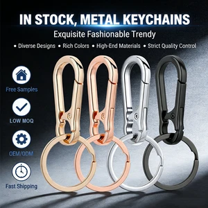 Custom Shape Key Ring Gold Plated Clip Hooks Keyring Carabiner Swivel Snap Hook Buckle Split Keychain Clip