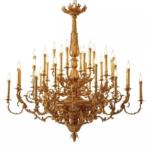 Hall Luxurious Copper Chandelier Light Fixture Vintage Lustres Ivy Grape Bronze Branch Vine Leaf Hold Candle Pendant Lamp