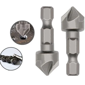 1PC High-carbon Steel Six-Blade Surface Sandblasted Chamfering Tool Drill Bit 1/4 Shank for Concrete Countersinking Holes Power